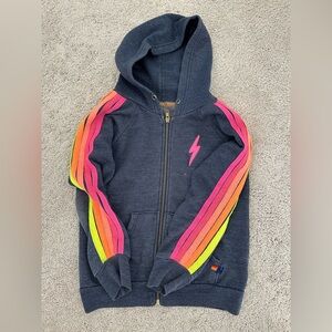 Aviator Nation navy Lightning Bolt Hoodie, size 12 rare!